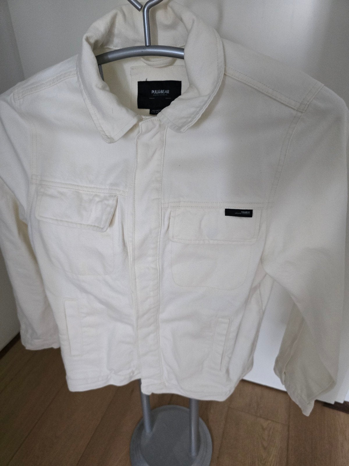 Pull&Bear Off-White Utility Jacket Maat M, katoen, Kleding | Heren, Jassen | Winter, Ophalen of Verzenden, Zo goed als nieuw, Wit