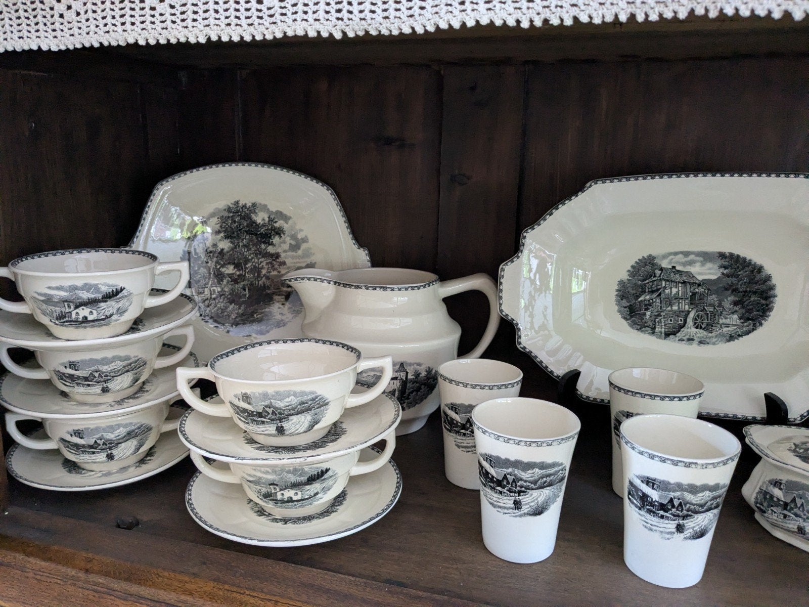 Vintage Société Céramique Maastricht Servies 'Landschap', Antiek en Kunst, Antiek | Servies compleet, Ophalen