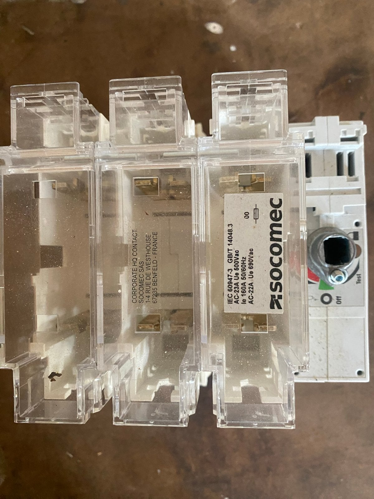 Socomec Fuserbloc 160A 800V Schakelaar - Zo goed als nieuw, Ophalen, Zo goed als nieuw, Overige merken, Schakelaar