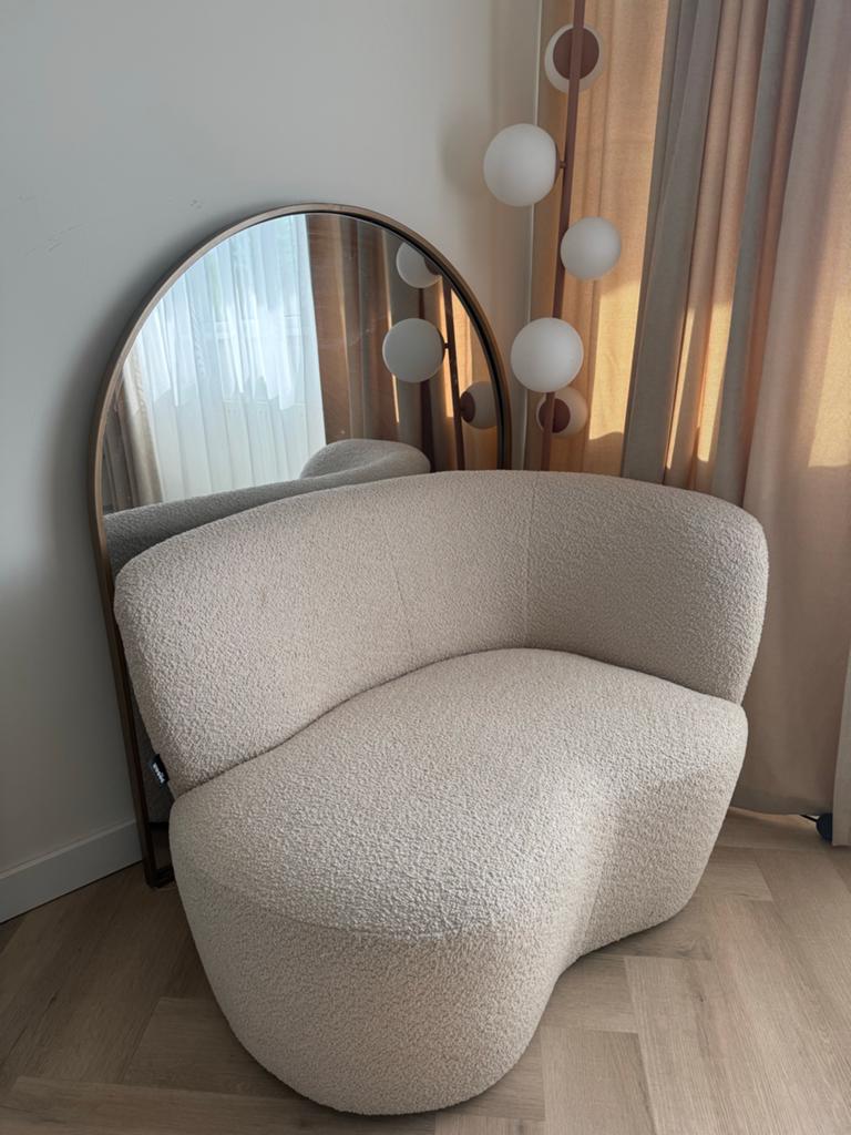 De WOOOD fauteuil Stone crème bouclé stof, Ophalen, Gebruikt, Stof, 75 tot 100 cm