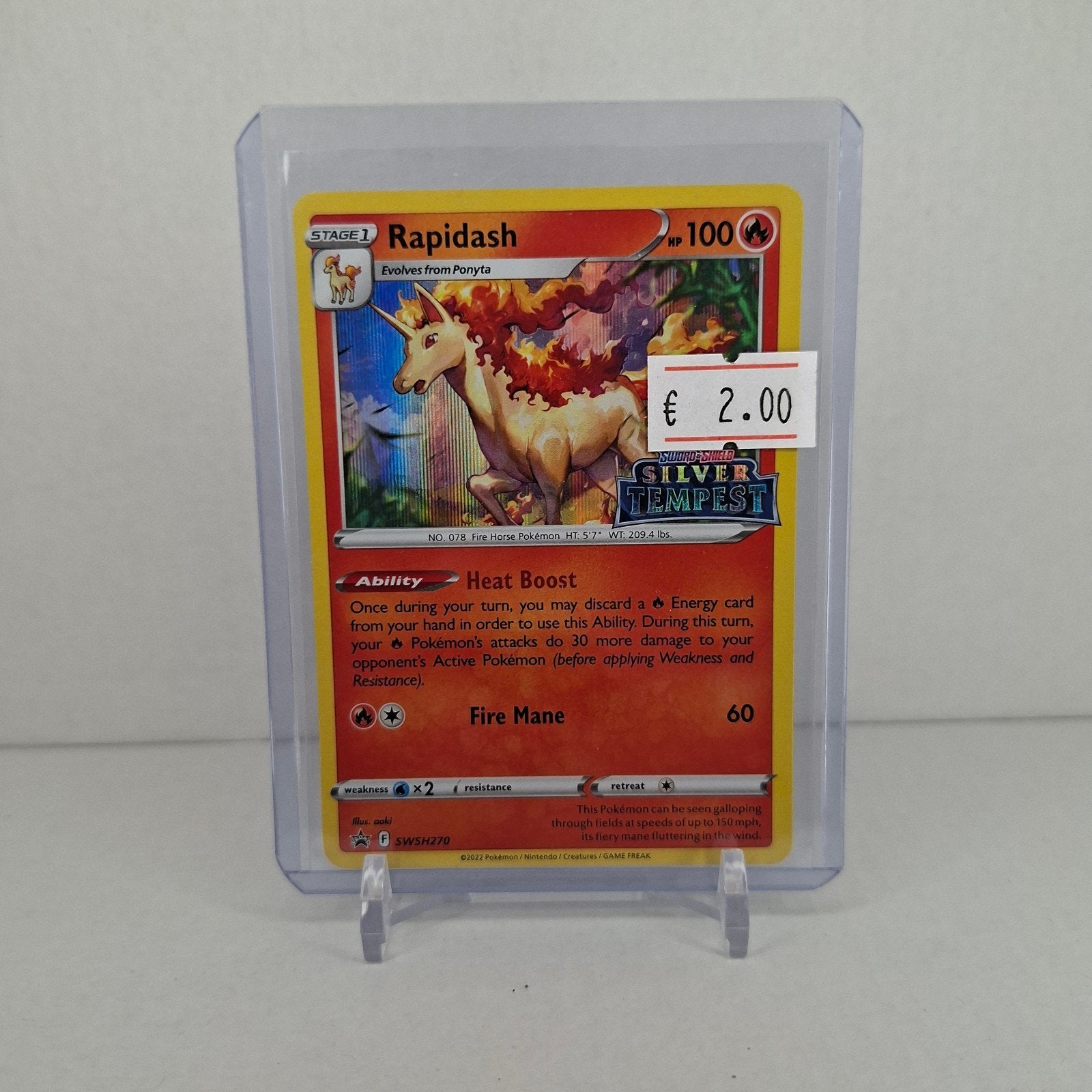 Pokémon Kaart Rapidash SWSH270 Silver Tempest, Ophalen, Zo goed als nieuw, Losse kaart