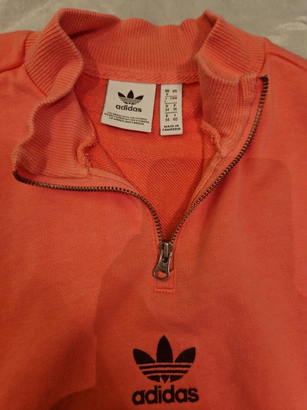 Adidas sweater met rits - Oranje/Rood - Maat M, Maat 38/40 (M), Adidas, Oranje, Ophalen of Verzenden