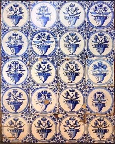 Tegels Antiek Bloempotjes Blauw Partij 20 Stuks 19e Eeuw, Ophalen of Verzenden