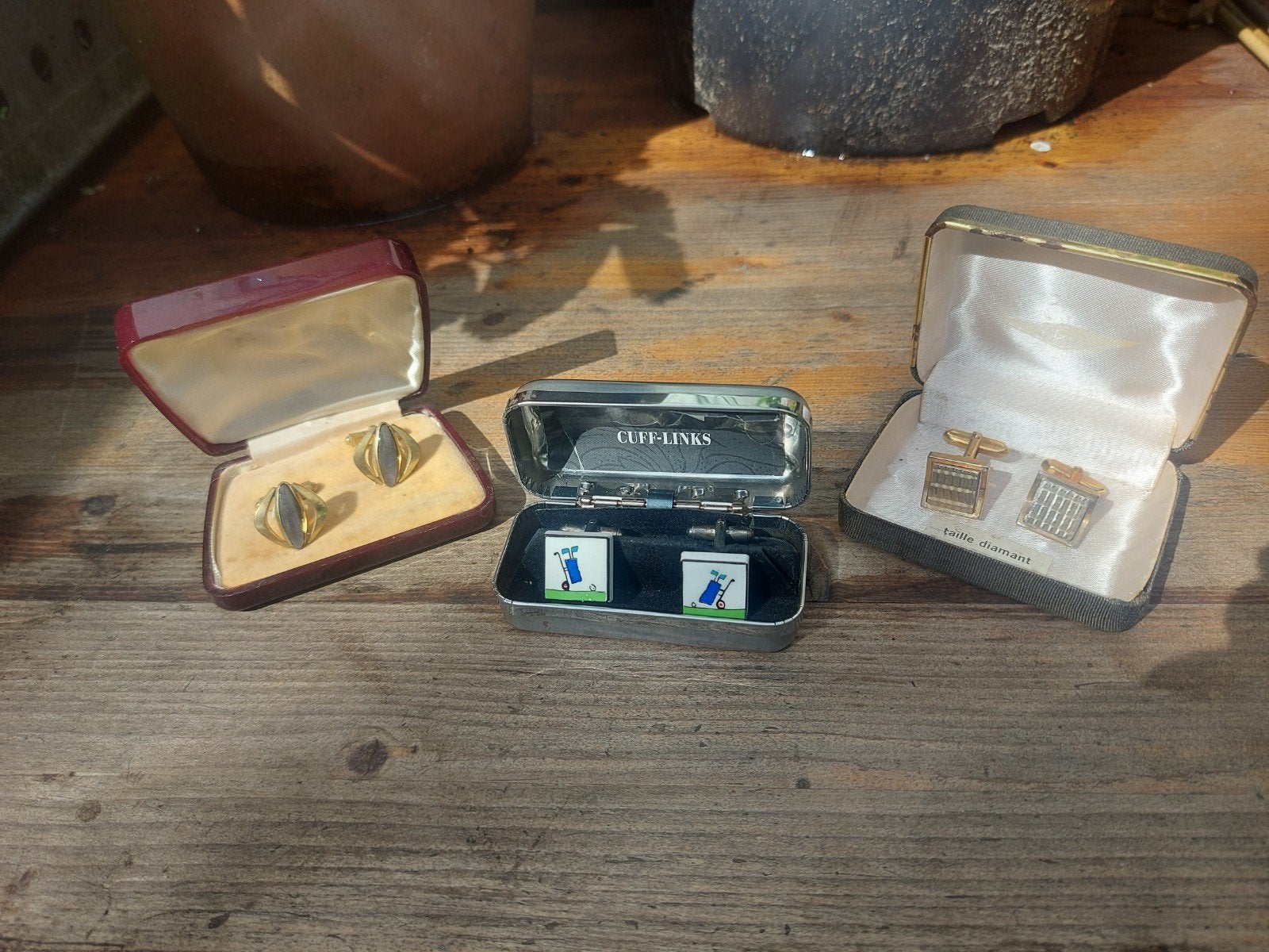 3 x vintage manchetknopen sets in doosjes, Antiek en Kunst, Curiosa en Brocante, Ophalen of Verzenden