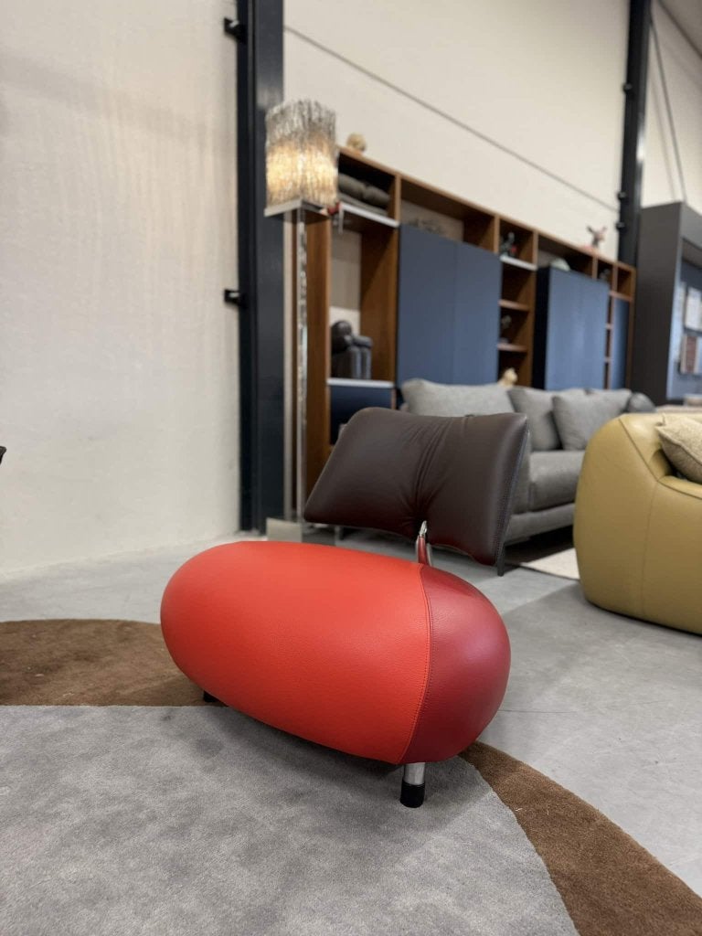 Nieuw Leolux Pallone Fauteuil rood bruin leer Design stoel