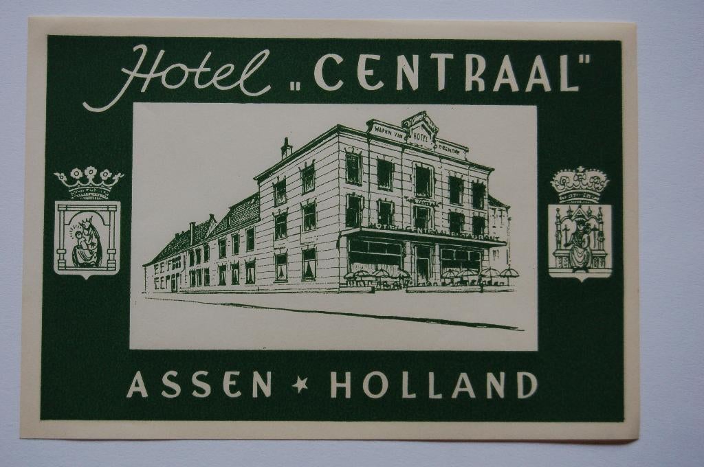 ASSEN – Voormalige Hotels Centraal 2x, Ophalen of Verzenden, 1960 tot 1980, Ongelopen, Drenthe