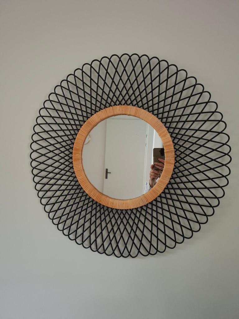 Spiegel, vlechtwerk, 75 cm, Huis en Inrichting, Woonaccessoires | Spiegels, Ophalen, Rechthoekig, 50 tot 75 cm, Minder dan 100 cm