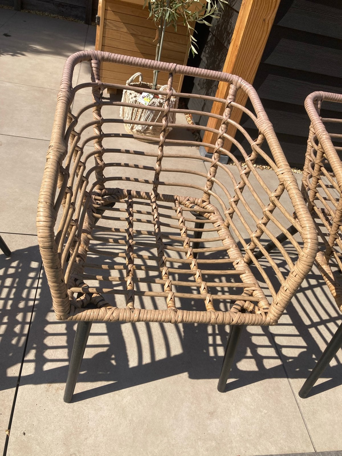 Set van 4 rotan tuinstoelen met kussens, Tuin en Terras, Tuinstoelen, Ophalen of Verzenden, Gebruikt, Wicker