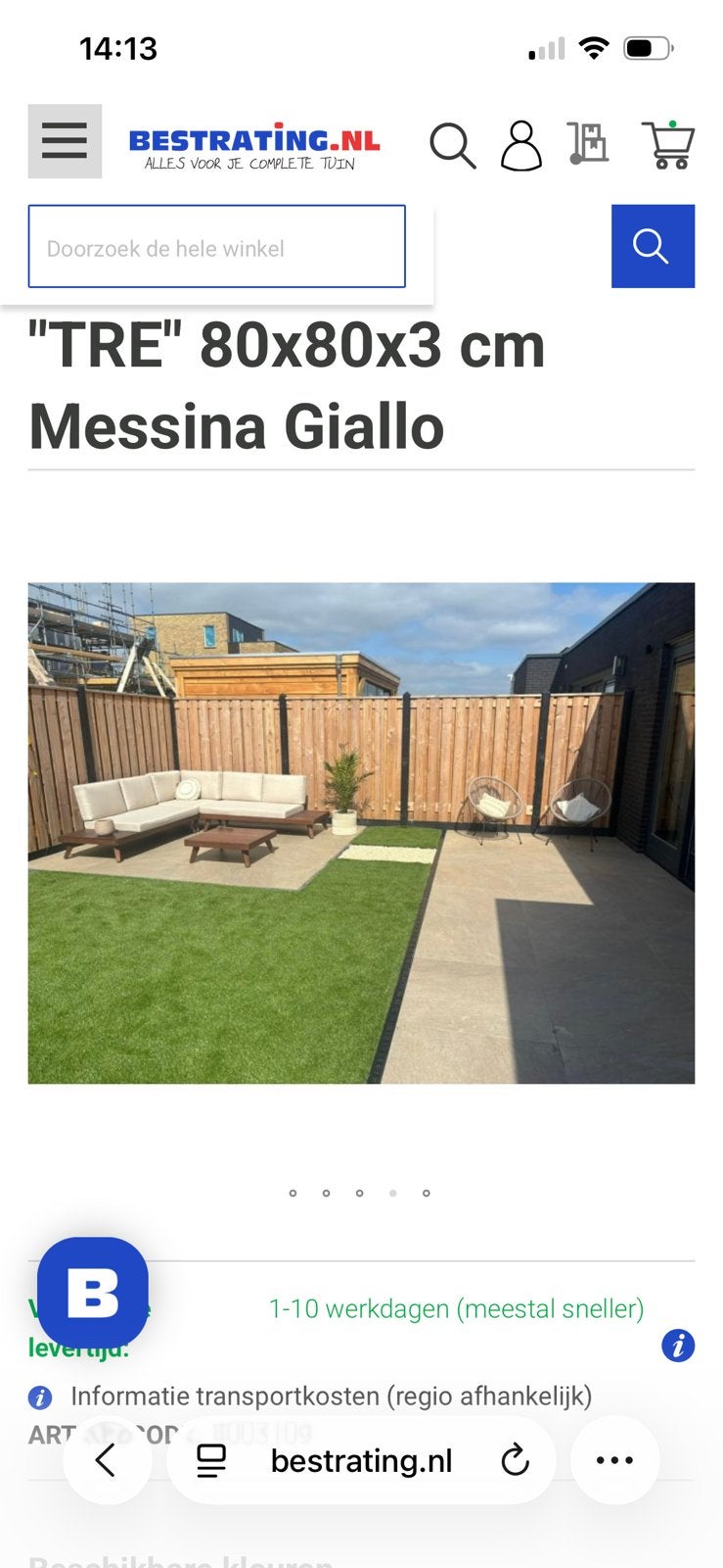 6x Keramische tegel 80x80x3 Tre Messina Giallo, Tuin en Terras, Ophalen, Nieuw, Minder dan 3 meter, 1 tot 2 meter