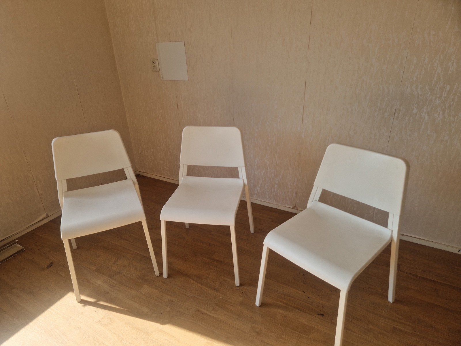 3x IKEA  Stoelen Wit Teodores, Gebruikt, Wit, Ophalen of Verzenden, Metaal
