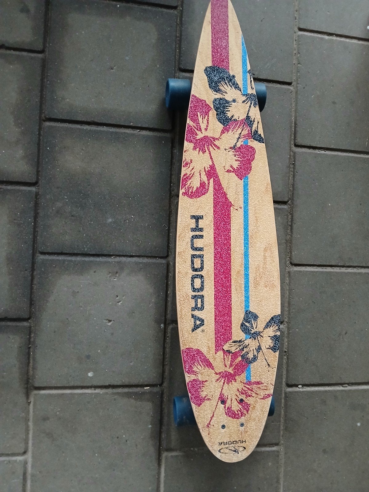 Hudora Longboard met bloemendesign, Ophalen of Verzenden, Zo goed als nieuw, Skateboard, Longboard