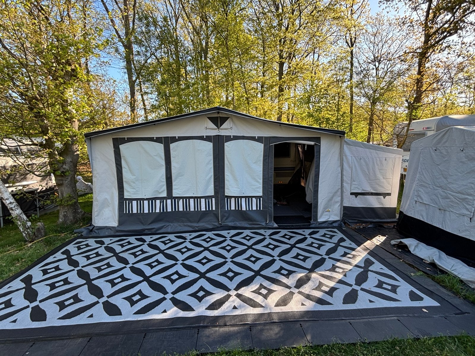 DWT Tango 300 Voortent - Maat G13 met Erker en Stalen Frame, Ophalen of Verzenden, Gebruikt