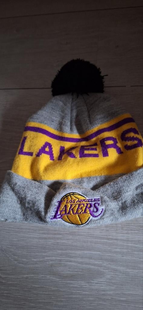 Los Angeles Lakers Beanie Muts met Pompon, Hoed, Los Angeles Lakers, Zo goed als nieuw, One size fits all