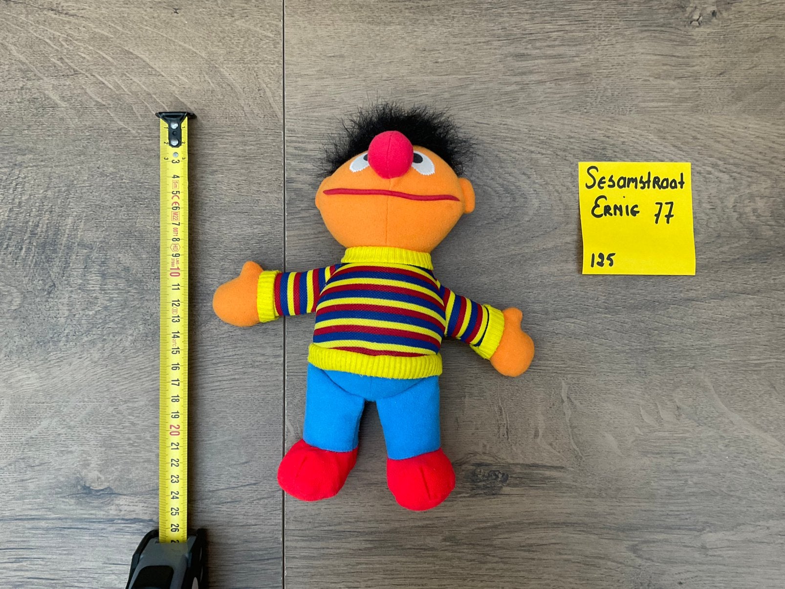 Zgan gebruikte, niet kapot, Ernie Sesamstraat knuffel ca24cm, Ophalen, Overige figuren, Zo goed als nieuw, Beeldje of Figuurtje