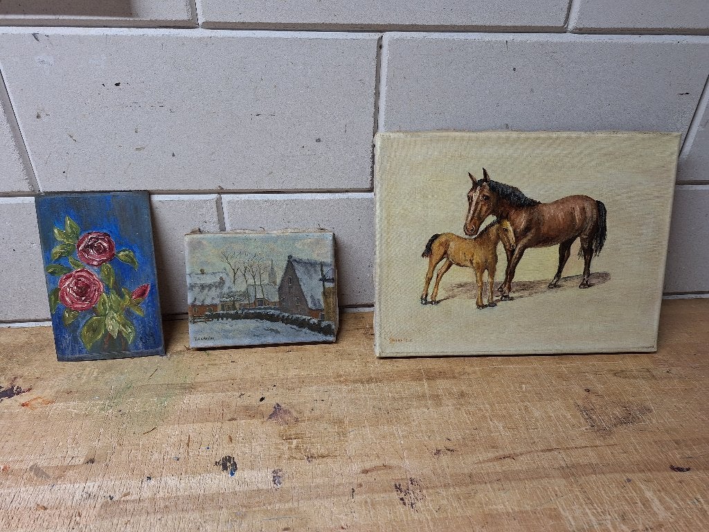 Rozen, winterlandschap, paarden Samen 25 voor 25 euro, Bloemen, Paneel, Realistisch, Ophalen of Verzenden