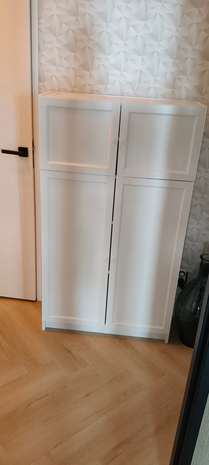Witte opbergkast met opzetstuk, Huis en Inrichting, Ophalen, 100 tot 150 cm, Zo goed als nieuw, 25 tot 50 cm