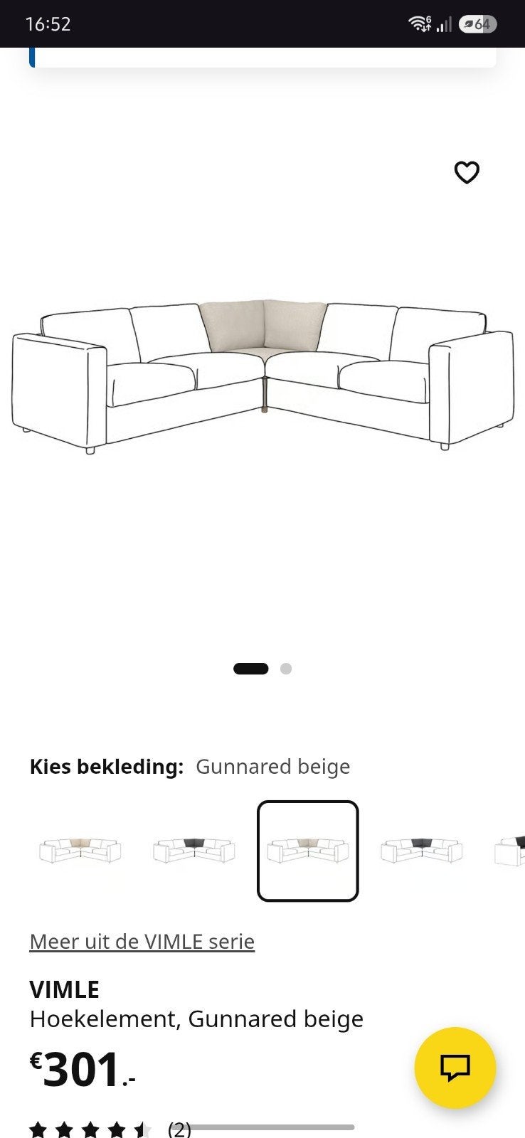 IKEA VIMLE hoekelement met kussens - snel ophalen!, Ophalen, Gebruikt, Stof