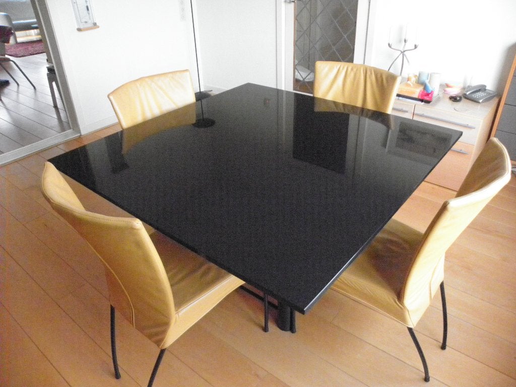 Granieten vierkante eettafel, Ophalen, Gebruikt, Vierkant, Vijf personen of meer