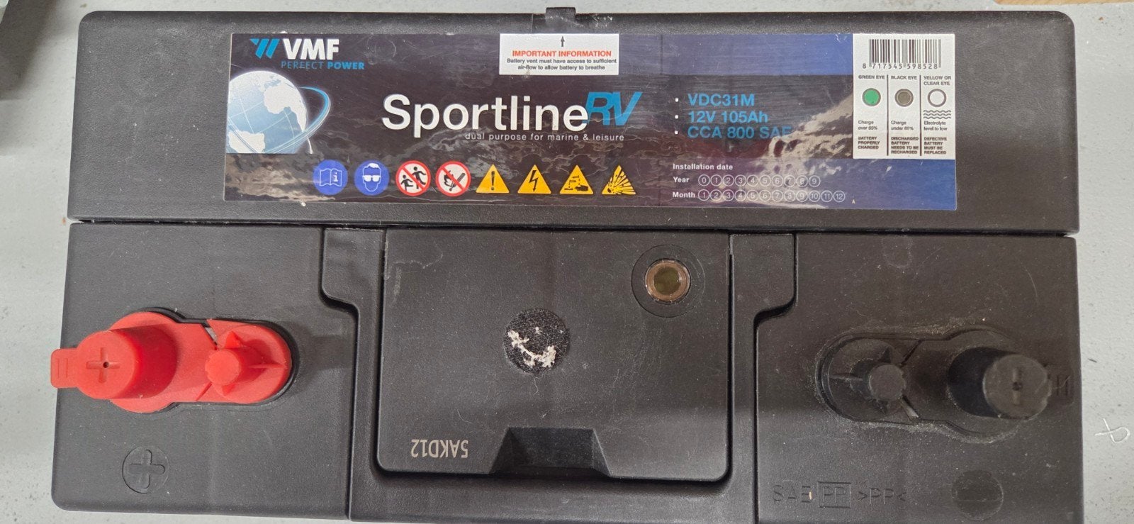 VMF Sportline RV VDC31M 12V 105Ah accu voor buitenboordmotor, Ophalen