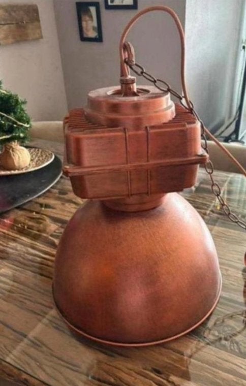 Mooie grote industriële metalen hanglamp ZGAN, Ophalen of Verzenden, Zo goed als nieuw, Metaal, E27 (groot)