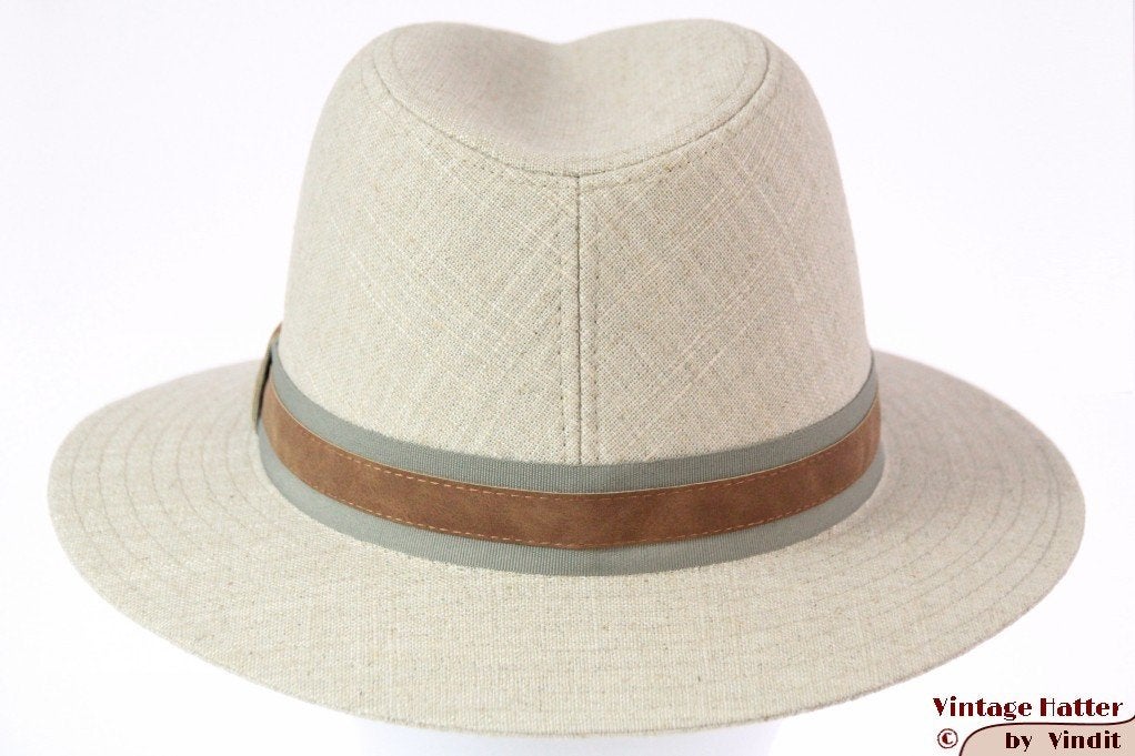 Outdoor gleufhoed Hawkins ecru beige linnen maat 60 nieuw, 60 cm (XL, 7½ inch) of meer, Hoed, Nieuw, Ophalen of Verzenden