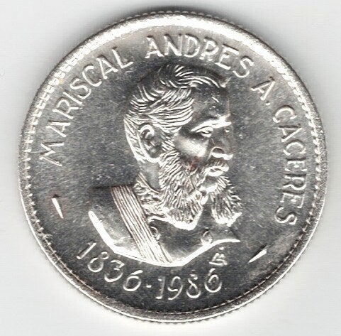 26-1125 Peru 100 intis 1986, Ophalen of Verzenden, Zuid-Amerika, Losse munt, Zilver