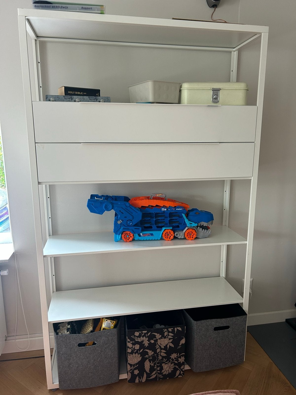 IKEA FJÄLKINGE Open wandkast met 2 Lades - Wit, Ophalen, Gebruikt