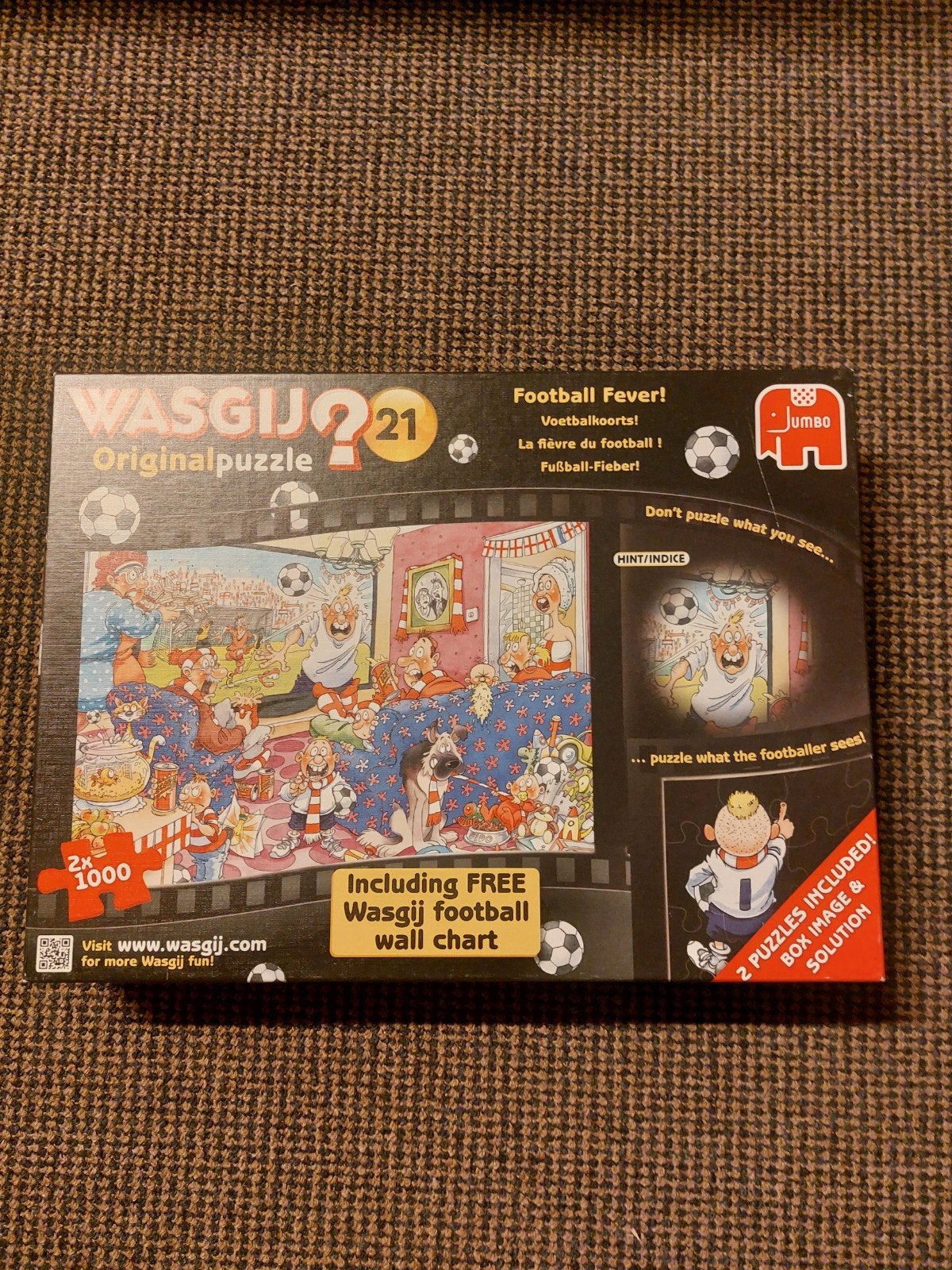 Dubbele Wasgij Original 21: Voetbalkoorts 2x1000, Ophalen of Verzenden, 500 t/m 1500 stukjes, Zo goed als nieuw, Legpuzzel