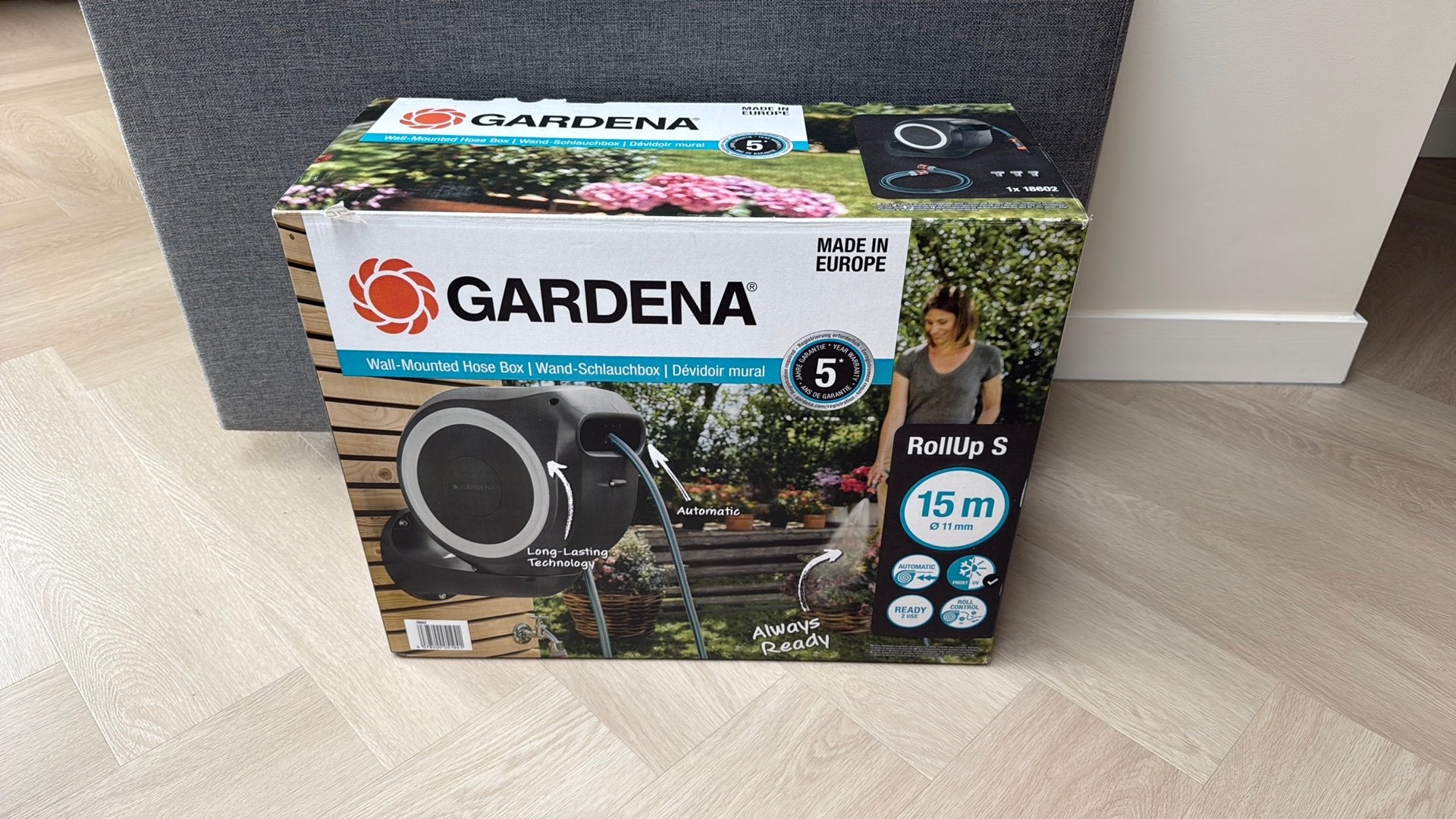 NIEUW! GARDENA Slanghaspel muur rollup S incl. 15 m slang, Ophalen of Verzenden, Nieuw, Tuinslang