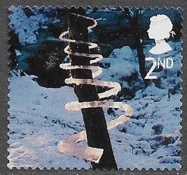 GB 2nd Kerstzegel IJssculpturen - IJsspiraal - 2003, Postzegels en Munten, Postzegels | Europa | UK, Verzenden, Gestempeld