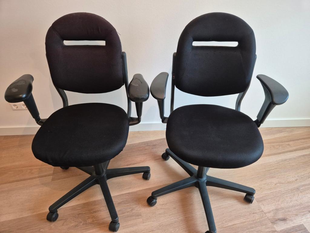 Bureau stoelen 2x, zwart, Huis en Inrichting, Ophalen, Gebruikt, Zwart
