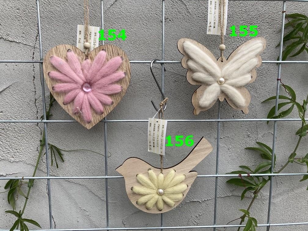 HOUT DECO HANGER NR 154-156 HART, VLINDER, VOGEL MET WOLLEN, -, Meerkleurig, Ophalen of Verzenden, 15 cm