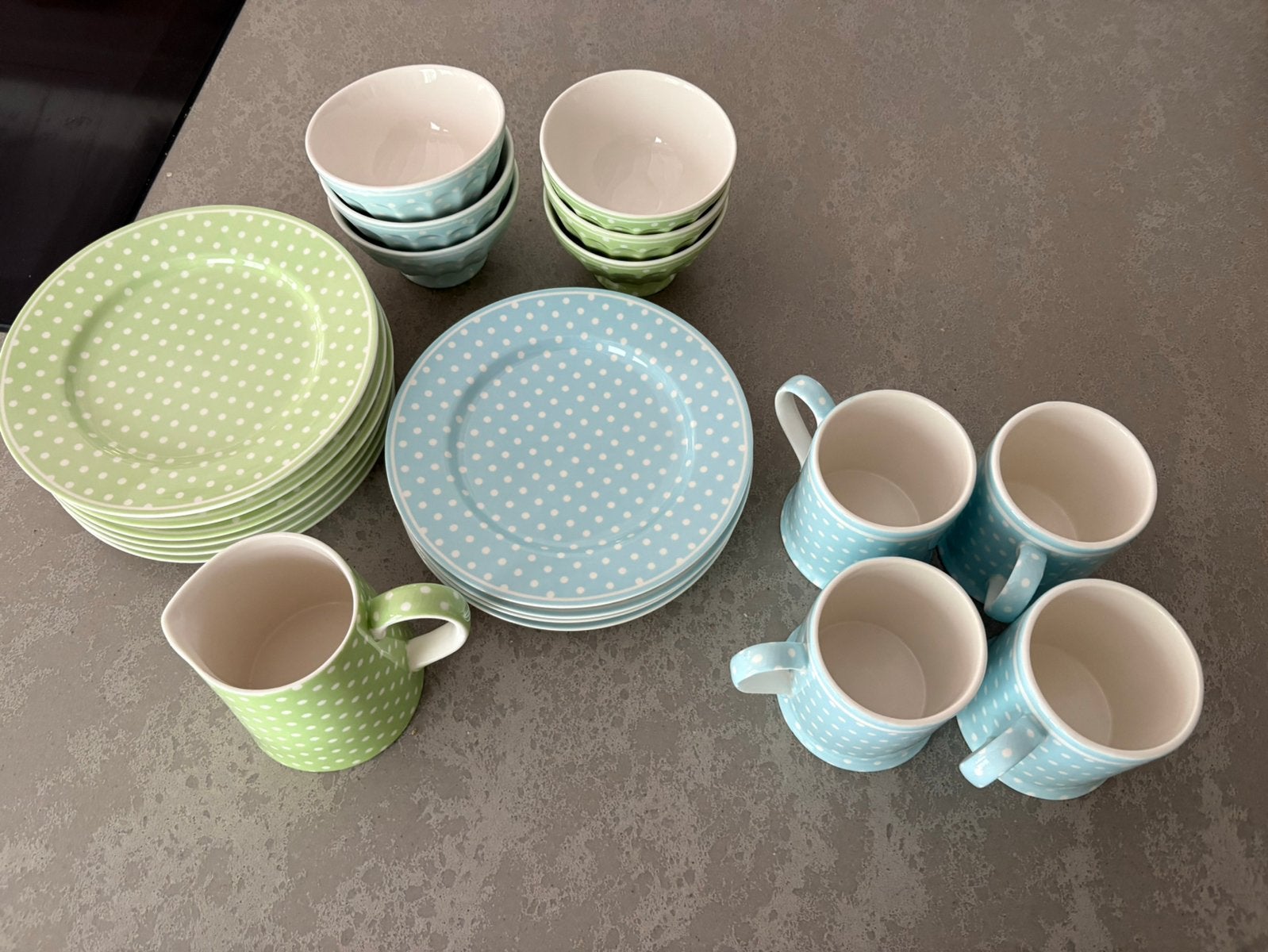 Ontbijt servies green gate pastel groen blauw, Ophalen of Verzenden, Zo goed als nieuw, Overige stijlen, Kop(pen) en/of Schotel(s)