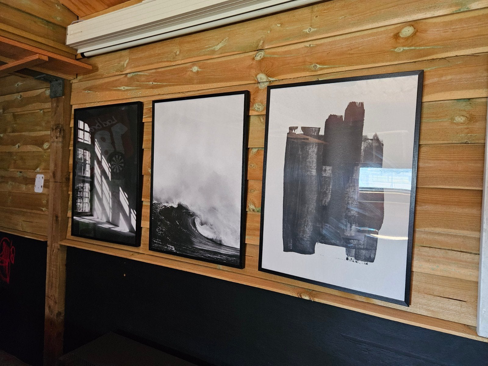 Set van 3 ingelijste kunstwerken: raam, golf, abstract, Ophalen, Foto, Fotografie, Ingelijst