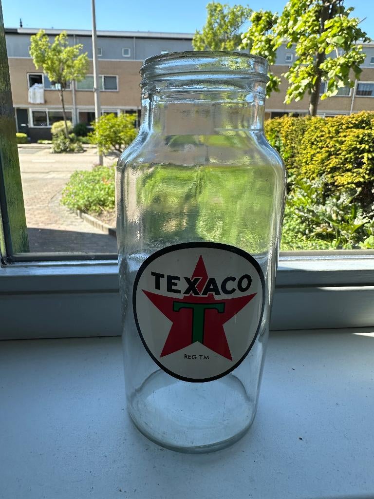 Mooie Texaco oliefles. Glas bottle olie fles MOTOR OIL., Ophalen of Verzenden, Gebruikt, Overige typen