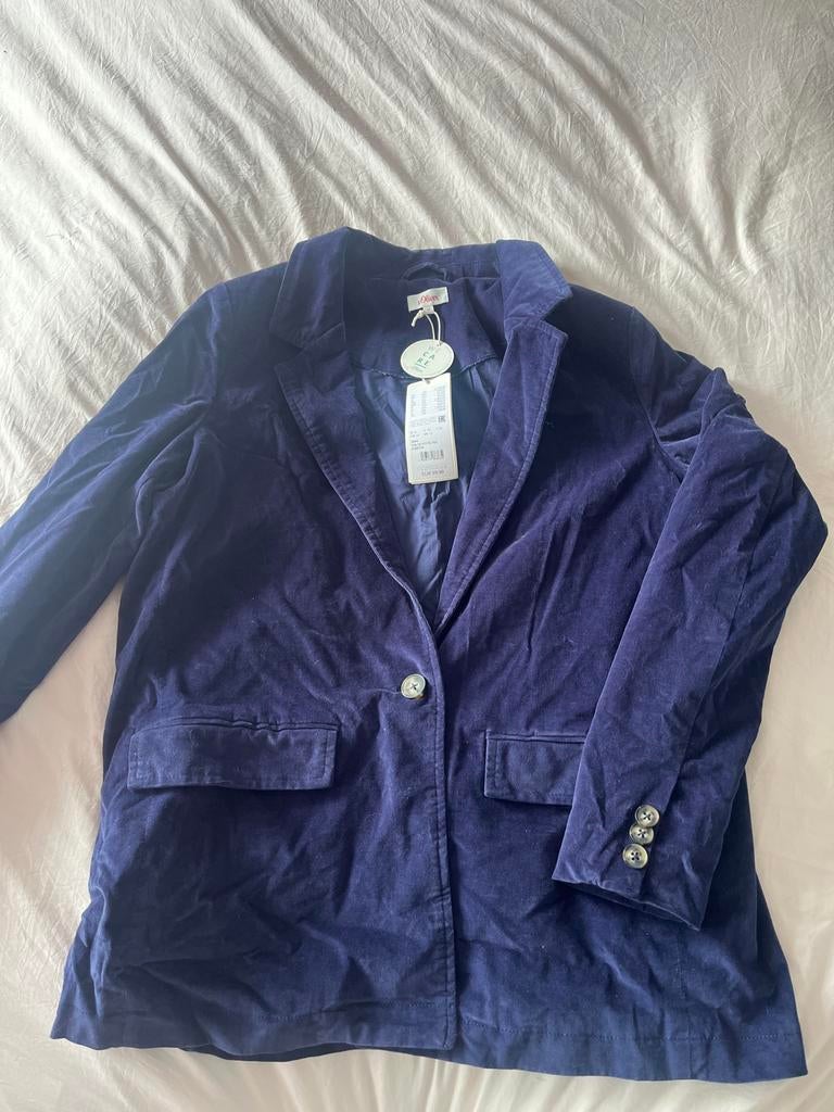 S.Oliver fluwelen blazer - Nieuw met kaartjes, Ophalen of Verzenden, Nieuw, Maat 42/44 (L), Blauw