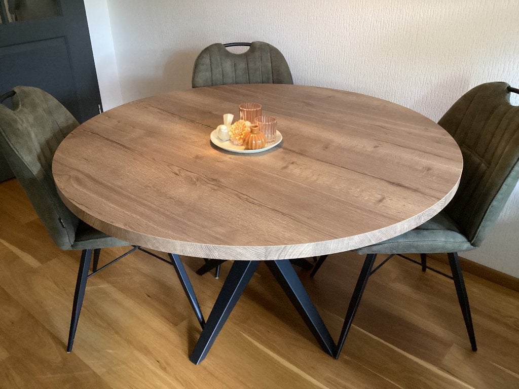 Eettafel 130 rond, Huis en Inrichting, Tafels | Eettafels, Rond, Nieuw, Hout & metaal, Vier personen