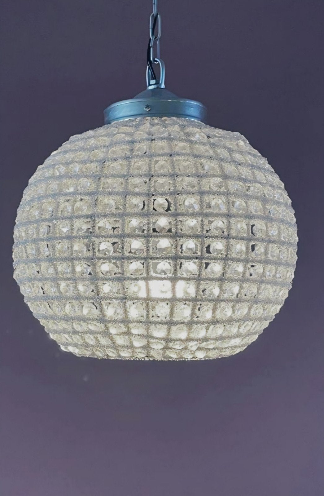 Prachtige Kristallen Bol Hanglamp - Riviera Maison, Huis en Inrichting, Ophalen, Vintage, Klassiek, Glamour, E27 (groot), Zo goed als nieuw