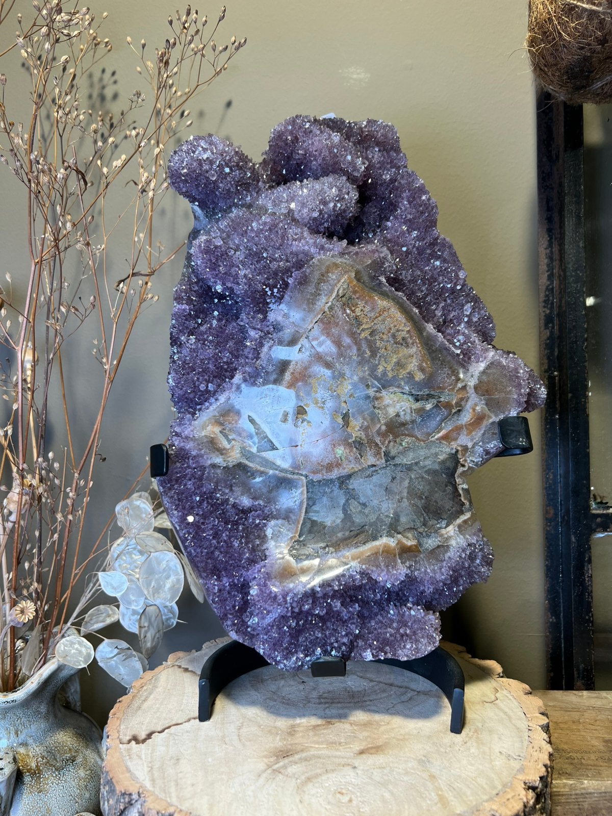 Speciale amethist op standaard, Ophalen of Verzenden, Mineraal