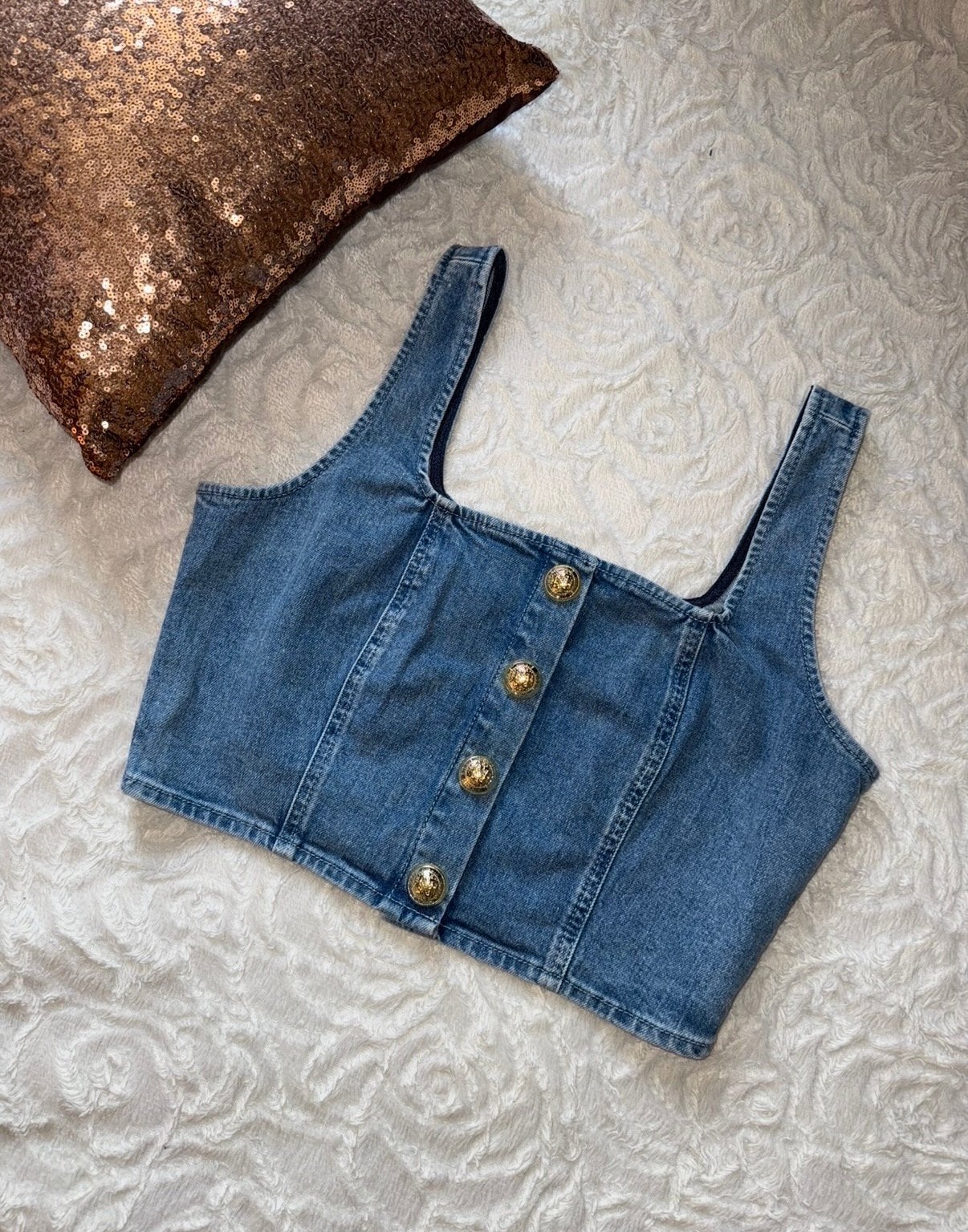 Nikkie denim cropped top maat 38, Maat 38/40 (M), Blauw, Nieuw, Ophalen of Verzenden