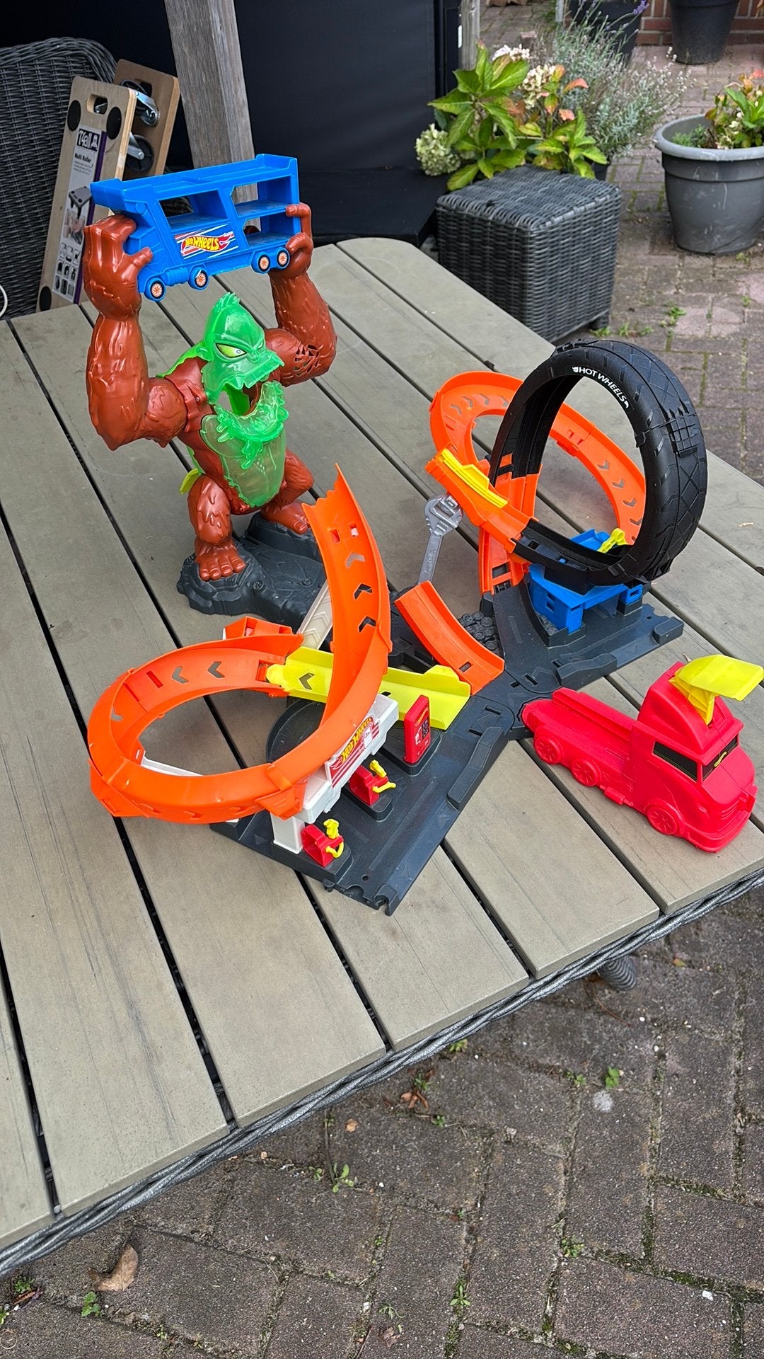 Hotwheels baan, Ophalen, Zo goed als nieuw, Handmatig, Hot Wheels