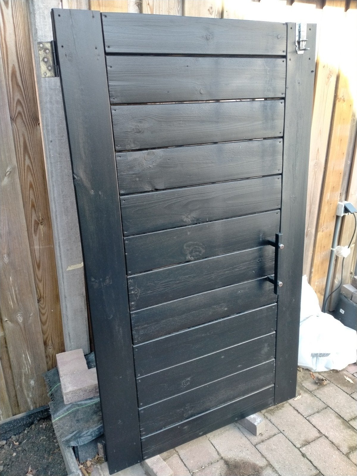 Zwarte houten poort., Tuin en Terras, Tuinpoorten, Ophalen, Minder dan 100 cm, Draaipoort, 150 tot 200 cm