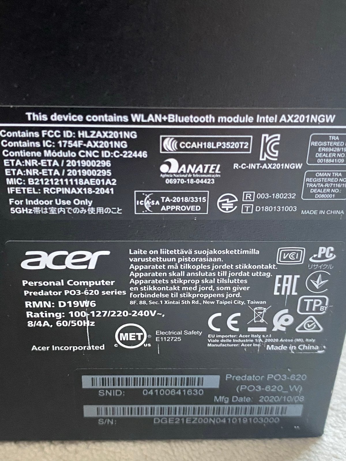 Acer Predator Orion 3000 Gaming PC - i7 10e Gen, RTX, Ophalen of Verzenden, Zo goed als nieuw, Gaming, Met videokaart