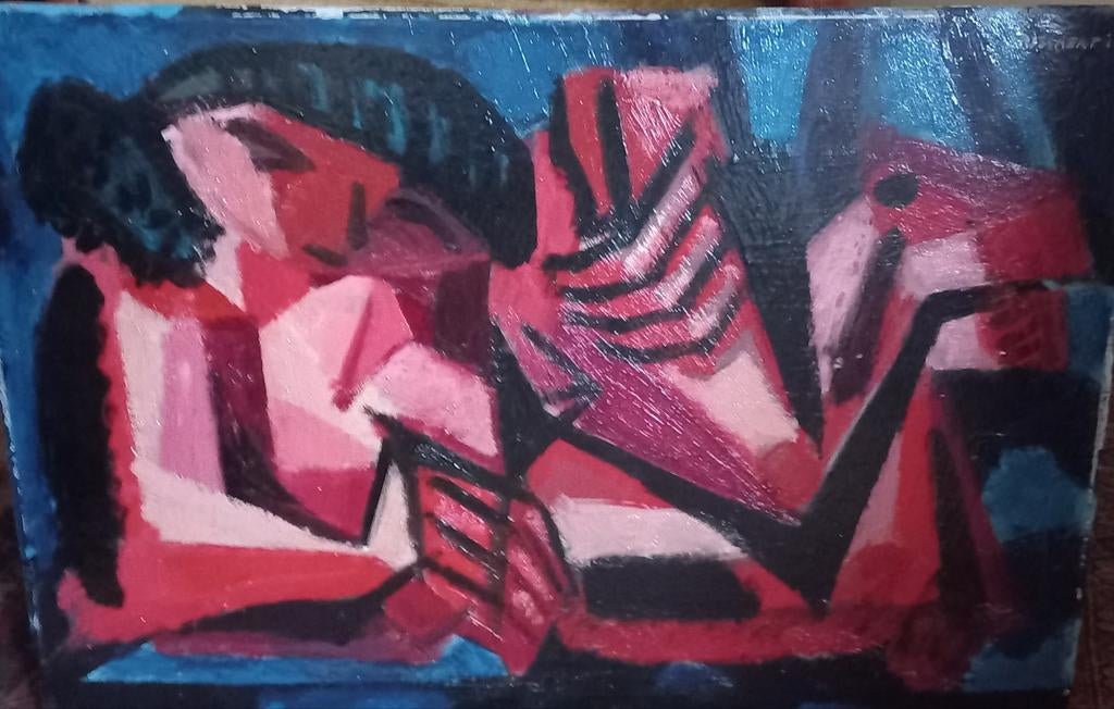 Meisje met Hond - Piet Smissaert (Heeze 1930-Laren 2020 )., Antiek en Kunst, Kunst | Schilderijen | Klassiek, Ophalen of Verzenden