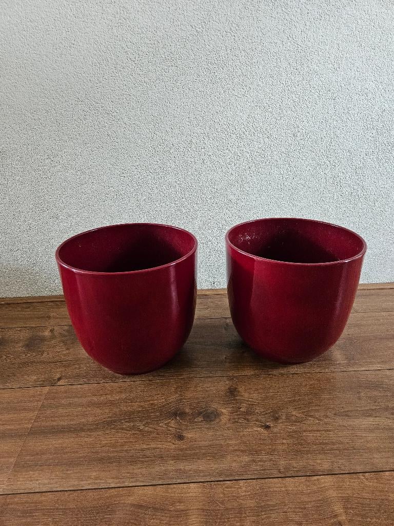 Bloempot 2x, Tuin en Terras, Rond, Binnen, Zo goed als nieuw, Minder dan 40 cm