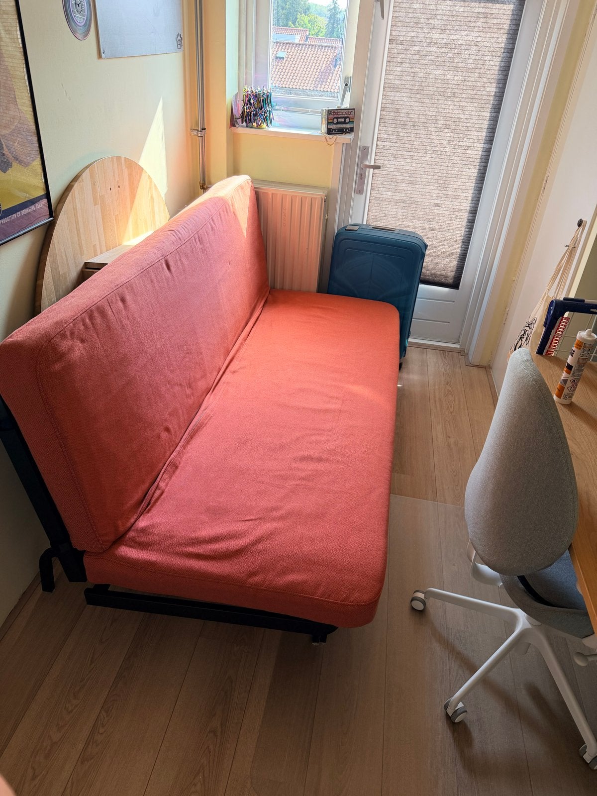 Nyhamn 3-zits slaapbank, Huis en Inrichting, Ophalen, Gebruikt, Tweepersoons, Oranje