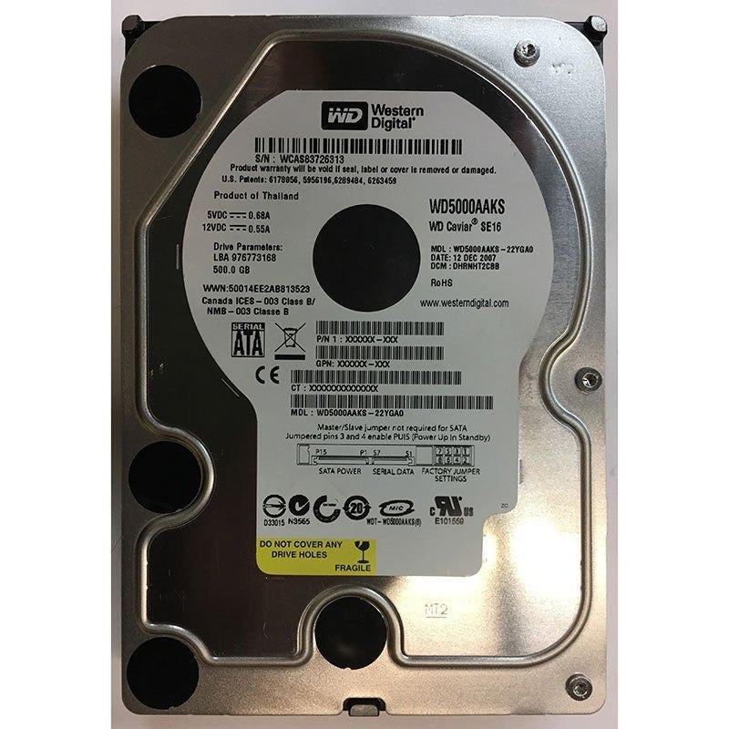WD 5000AAKS 500GB SATA300 HDD Black version, Computers en Software, Harde schijven, Intern, Gebruikt, 500 GB, Desktop