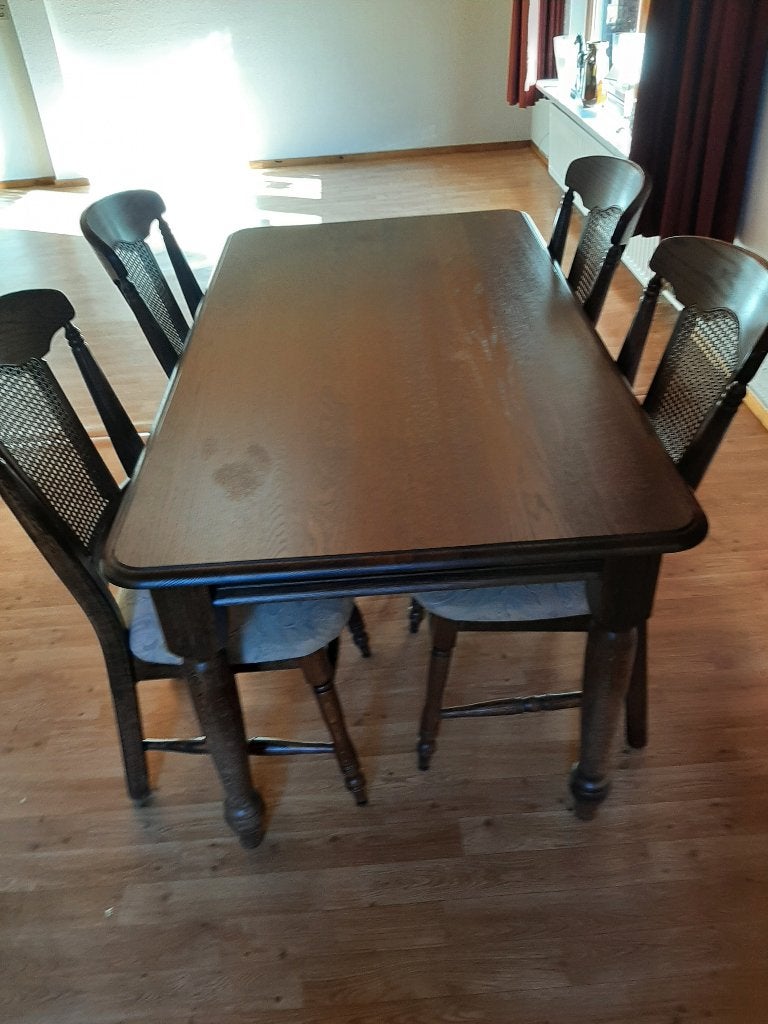 eethoek met stoelen, Ophalen, Gebruikt, Bruin, Vier