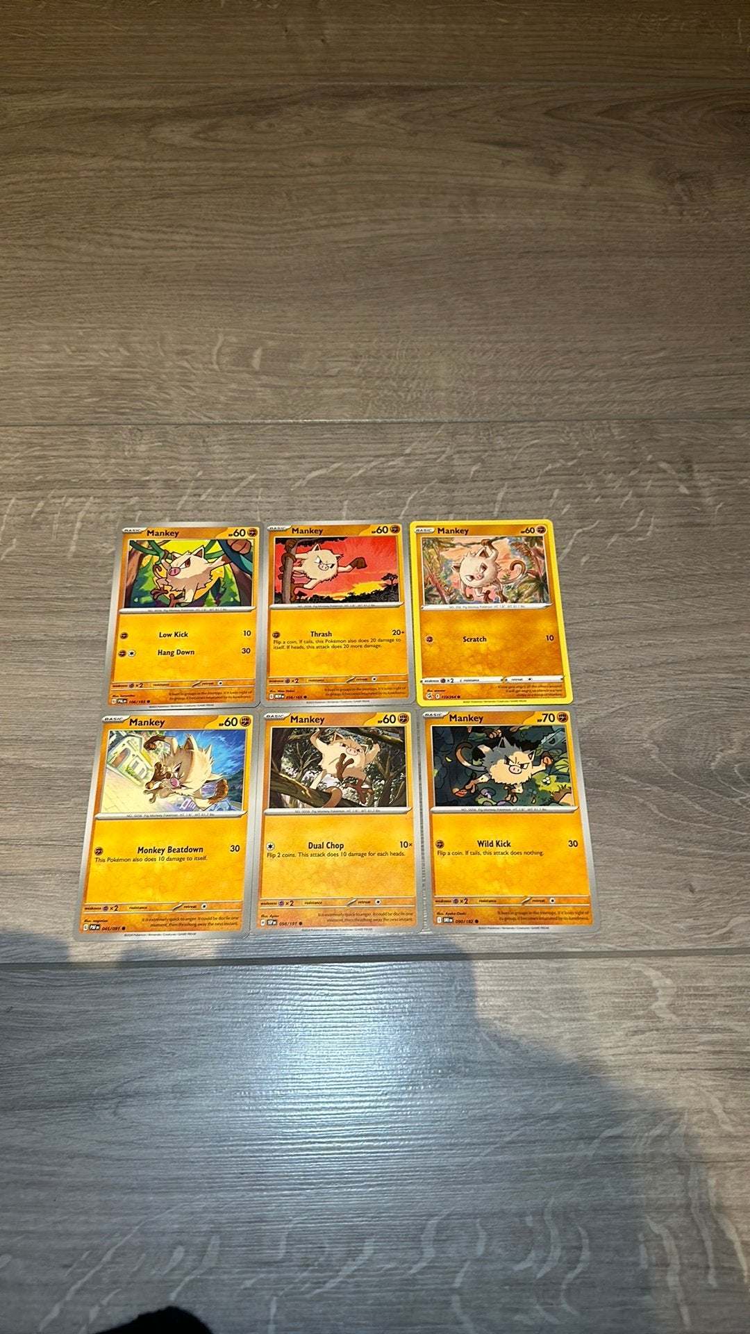 6 verschillende kaarten - Mankey, Ophalen of Verzenden, Zo goed als nieuw, Meerdere kaarten