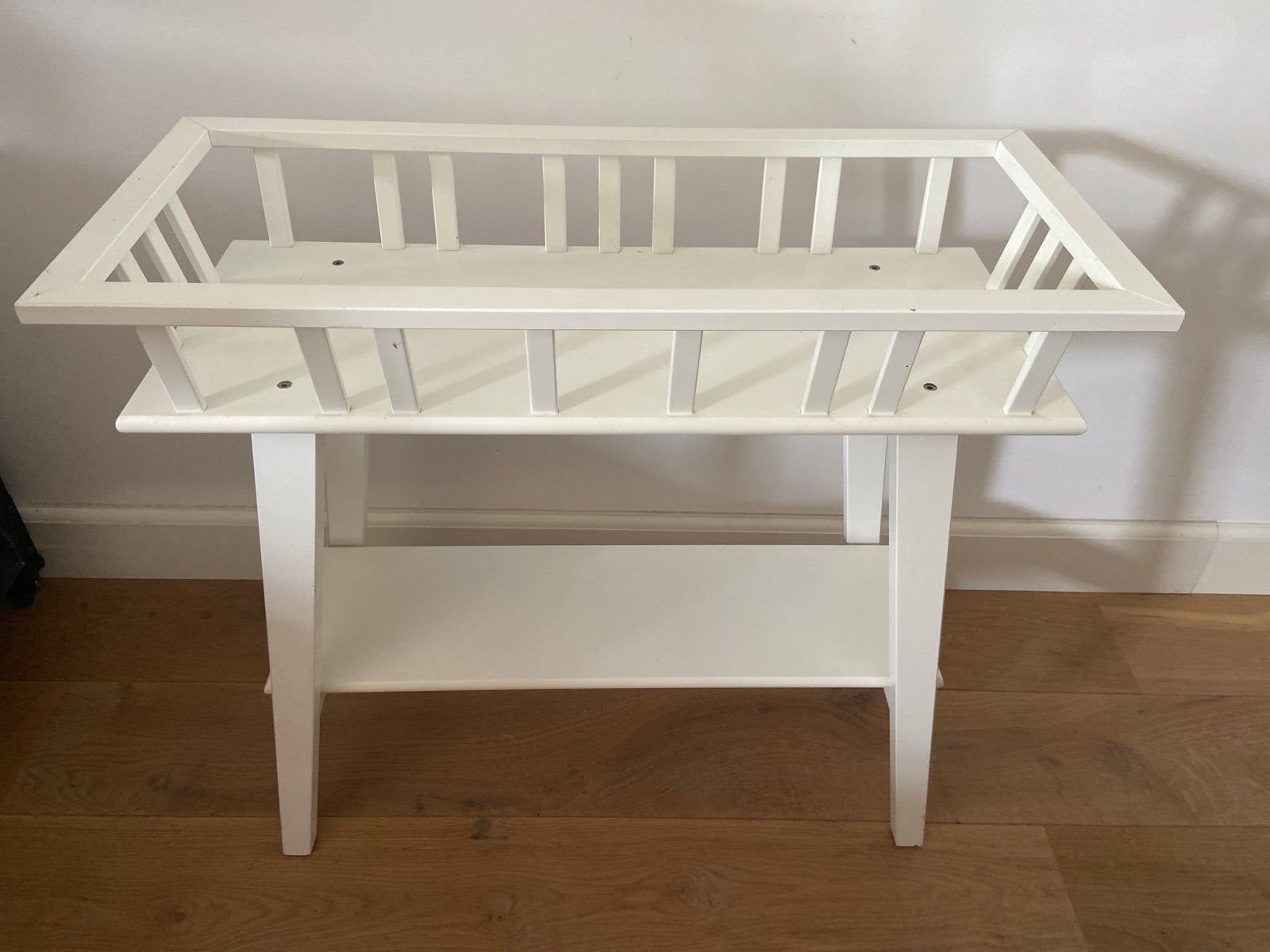 Witte bijzettafel/plantentafel met opbergruimte, Ophalen, Hout, Gebruikt, Modern